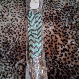 Women’s Cross Pendant Necklace in Mint Green and Black